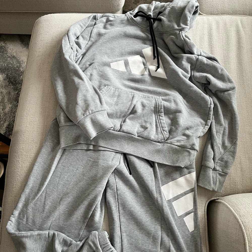 Adidas Light Gray Loop Fleece Sweatsuit